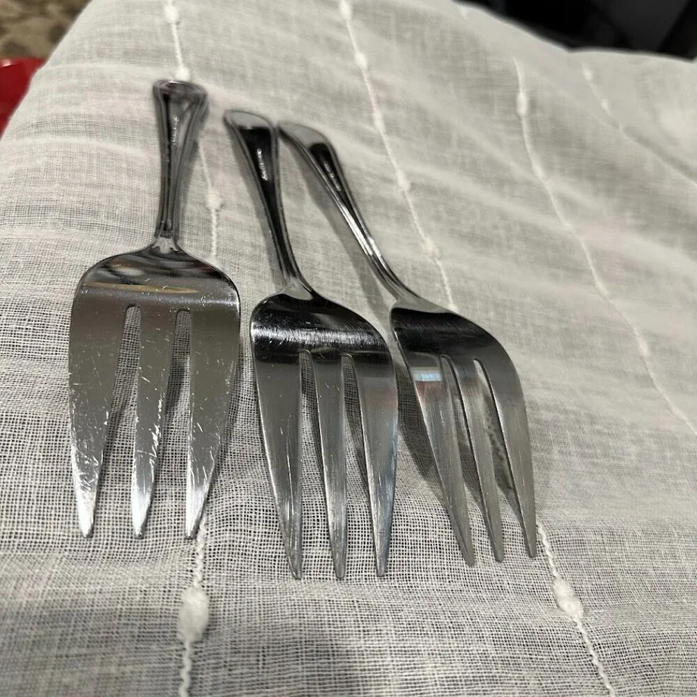 Serving Forks: Stainless, Set of 3, Elegant Serving Utensils, Serving Forks